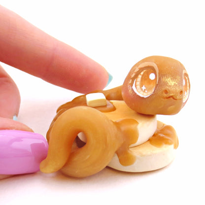 Syrup Snake Pancake Figurine - "Breakfast Buddies" Polymer Clay Animal Collection