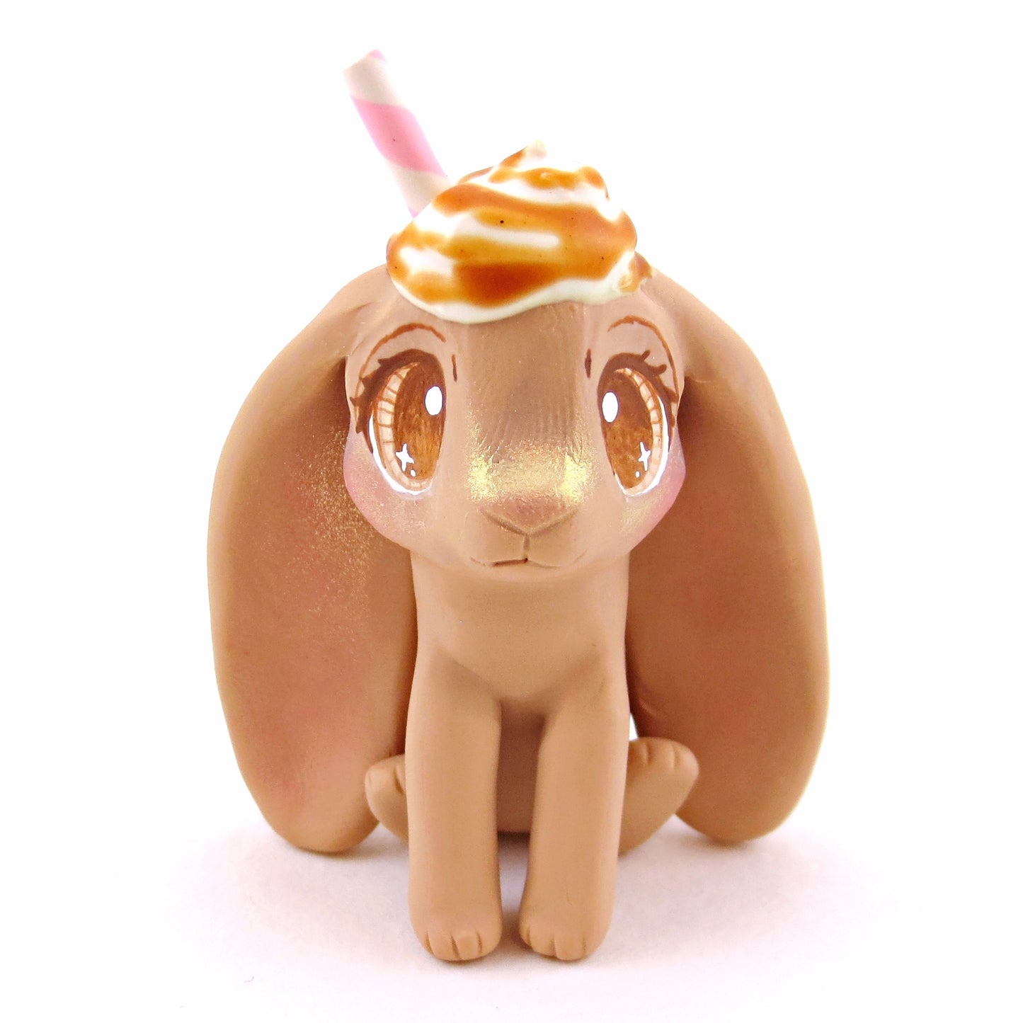 Coffee Bunny Figurine - "Breakfast Buddies" Polymer Clay Animal Collection