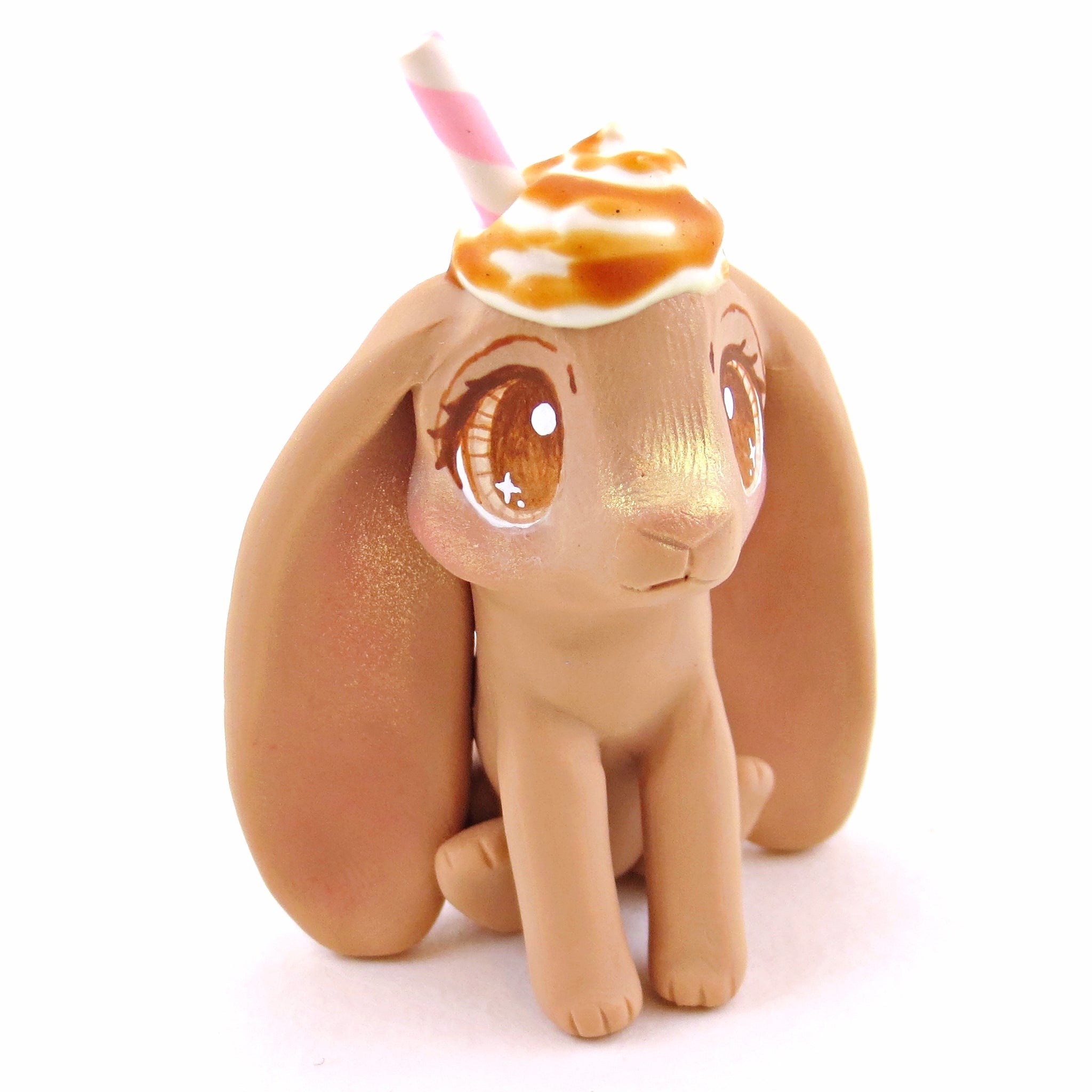 Coffee Bunny Figurine - "Breakfast Buddies" Polymer Clay Animal Collection