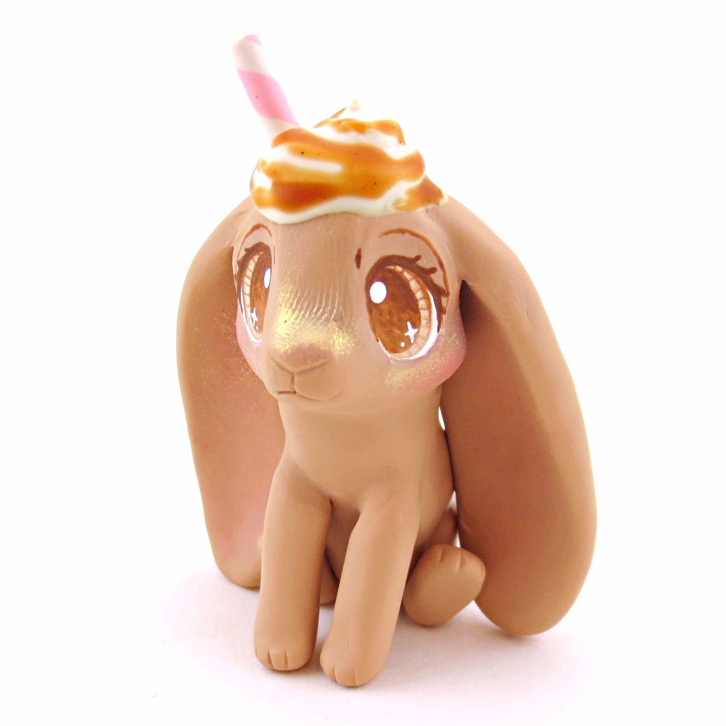 Coffee Bunny Figurine - "Breakfast Buddies" Polymer Clay Animal Collection