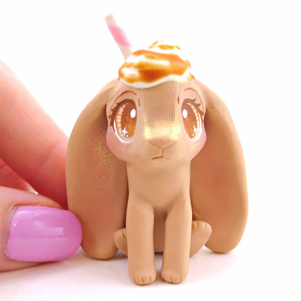 Coffee Bunny Figurine - "Breakfast Buddies" Polymer Clay Animal Collection