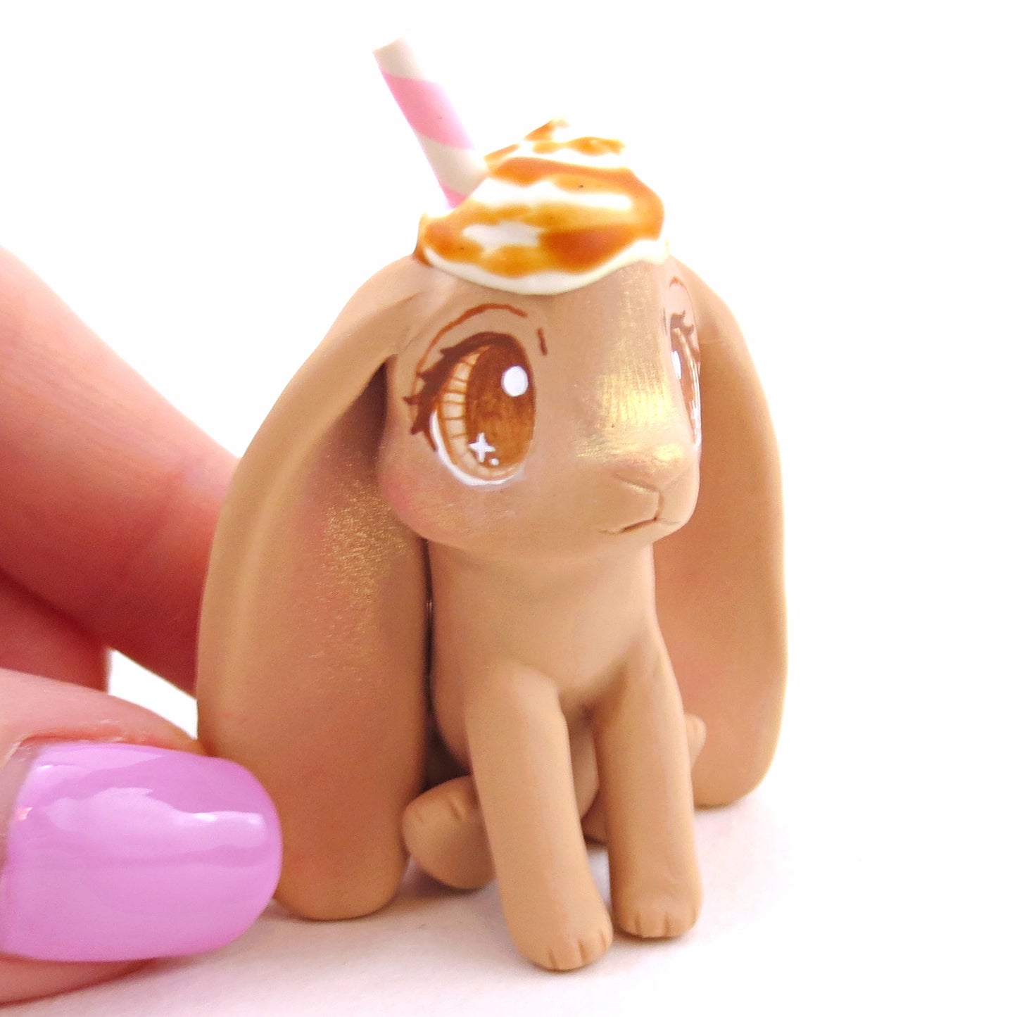 Coffee Bunny Figurine - "Breakfast Buddies" Polymer Clay Animal Collection