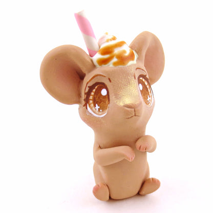 Coffee Mouse Figurine - "Breakfast Buddies" Polymer Clay Animal Collection