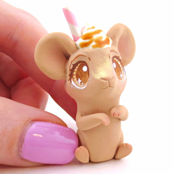 Coffee Mouse Figurine - "Breakfast Buddies" Polymer Clay Animal Collection