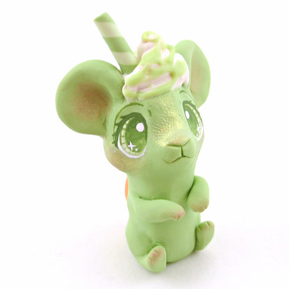 Matcha Mouse Figurine - "Breakfast Buddies" Polymer Clay Animal Collection