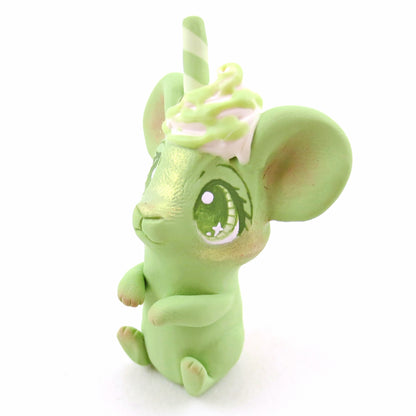 Matcha Mouse Figurine - "Breakfast Buddies" Polymer Clay Animal Collection