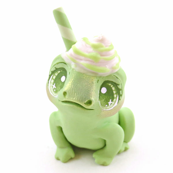 Matcha Frog Figurine - "Breakfast Buddies" Polymer Clay Animal Collection