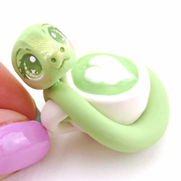Matcha Latte Snake Figurine - "Breakfast Buddies" Polymer Clay Animal Collection