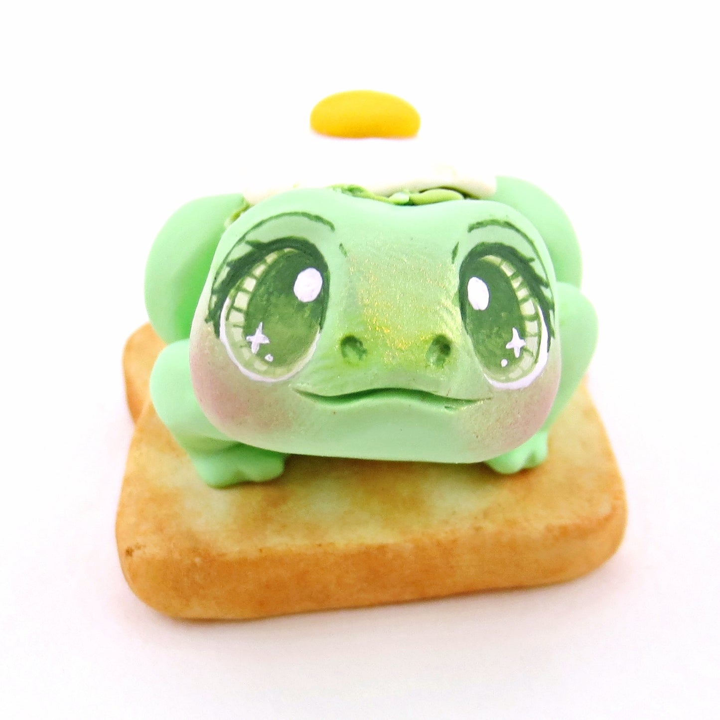 "Ava-Frog-do Toast" Avocado Frog Figurine - "Breakfast Buddies" Polymer Clay Animal Collection