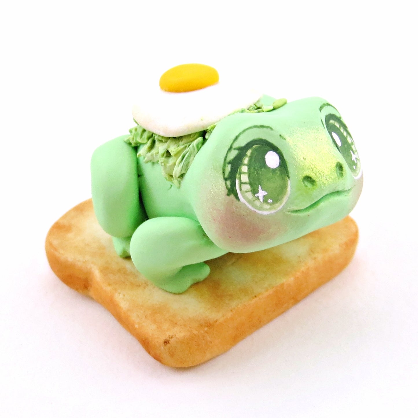 "Ava-Frog-do Toast" Avocado Frog Figurine - "Breakfast Buddies" Polymer Clay Animal Collection