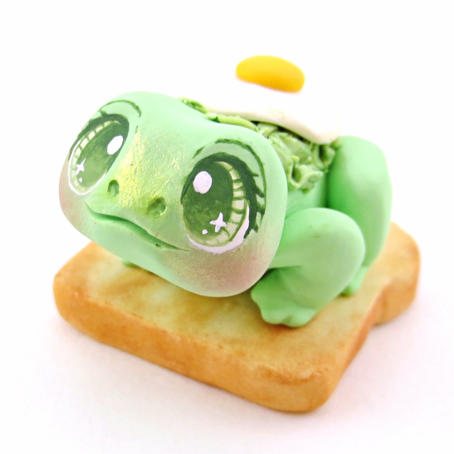 "Ava-Frog-do Toast" Avocado Frog Figurine - "Breakfast Buddies" Polymer Clay Animal Collection