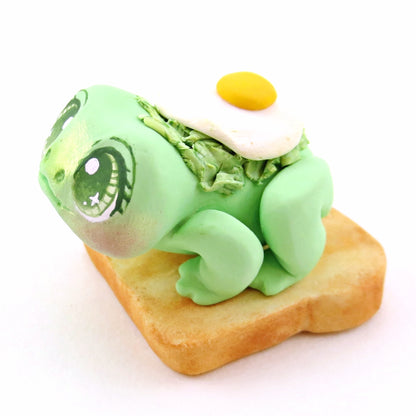 "Ava-Frog-do Toast" Avocado Frog Figurine - "Breakfast Buddies" Polymer Clay Animal Collection