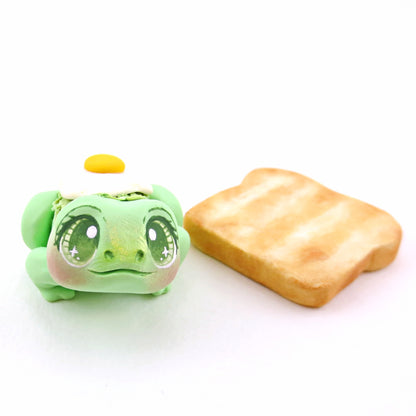 "Ava-Frog-do Toast" Avocado Frog Figurine - "Breakfast Buddies" Polymer Clay Animal Collection