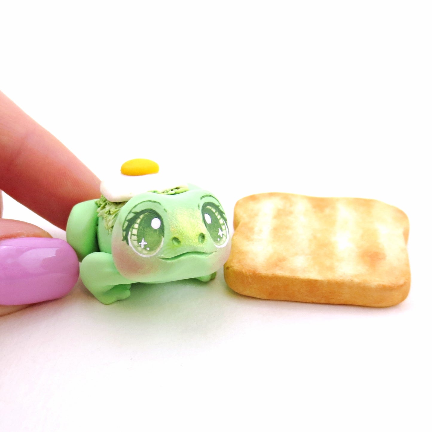 "Ava-Frog-do Toast" Avocado Frog Figurine - "Breakfast Buddies" Polymer Clay Animal Collection