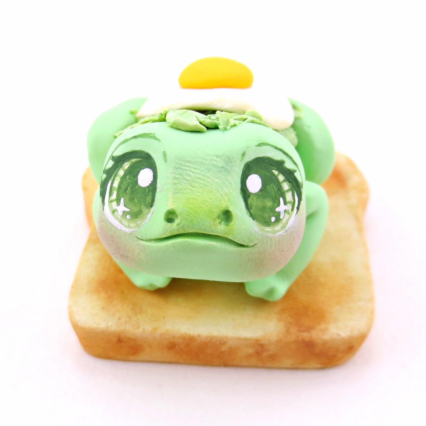 "Ava-Frog-do Toast" Avocado Frog Figurine - "Breakfast Buddies" Polymer Clay Animal Collection