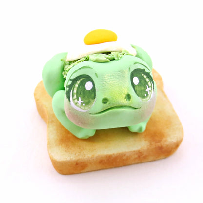 "Ava-Frog-do Toast" Avocado Frog Figurine - "Breakfast Buddies" Polymer Clay Animal Collection