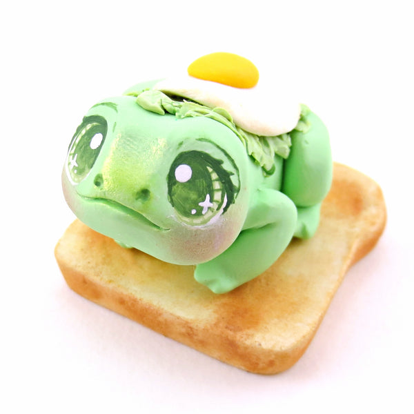 "Ava-Frog-do Toast" Avocado Frog Figurine - "Breakfast Buddies" Polymer Clay Animal Collection
