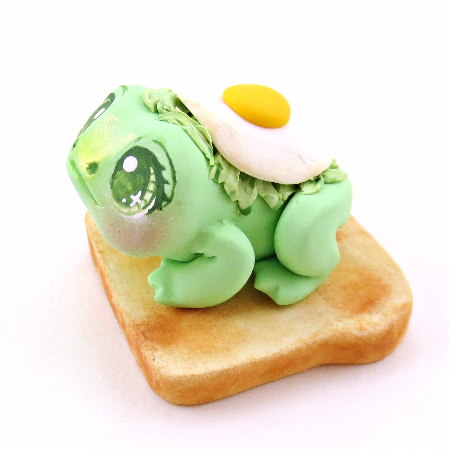 "Ava-Frog-do Toast" Avocado Frog Figurine - "Breakfast Buddies" Polymer Clay Animal Collection