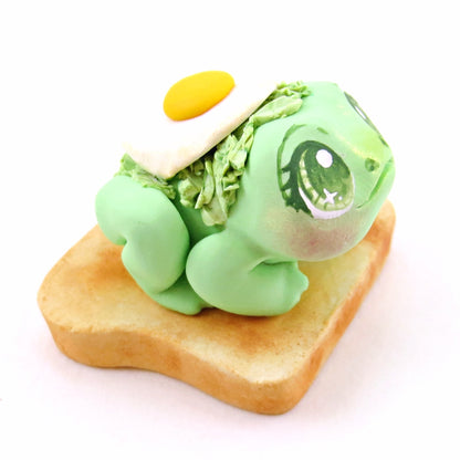 "Ava-Frog-do Toast" Avocado Frog Figurine - "Breakfast Buddies" Polymer Clay Animal Collection