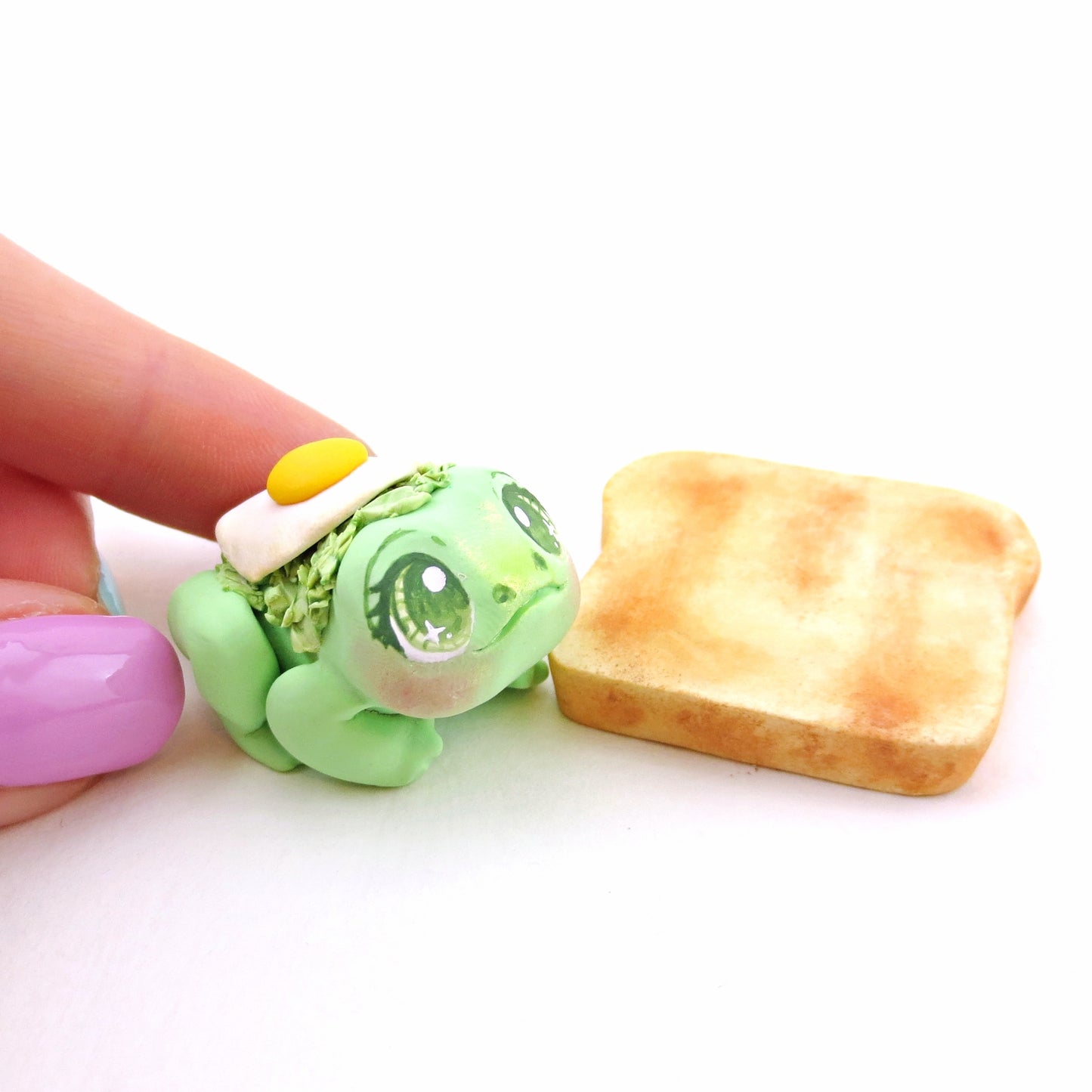 "Ava-Frog-do Toast" Avocado Frog Figurine - "Breakfast Buddies" Polymer Clay Animal Collection