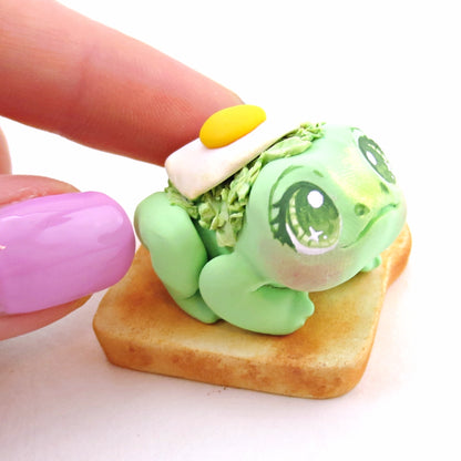 "Ava-Frog-do Toast" Avocado Frog Figurine - "Breakfast Buddies" Polymer Clay Animal Collection