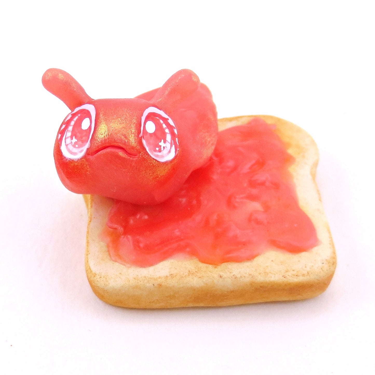 Strawberry Jam Slug on Toast Figurine - "Breakfast Buddies" Polymer Clay Animal Collection