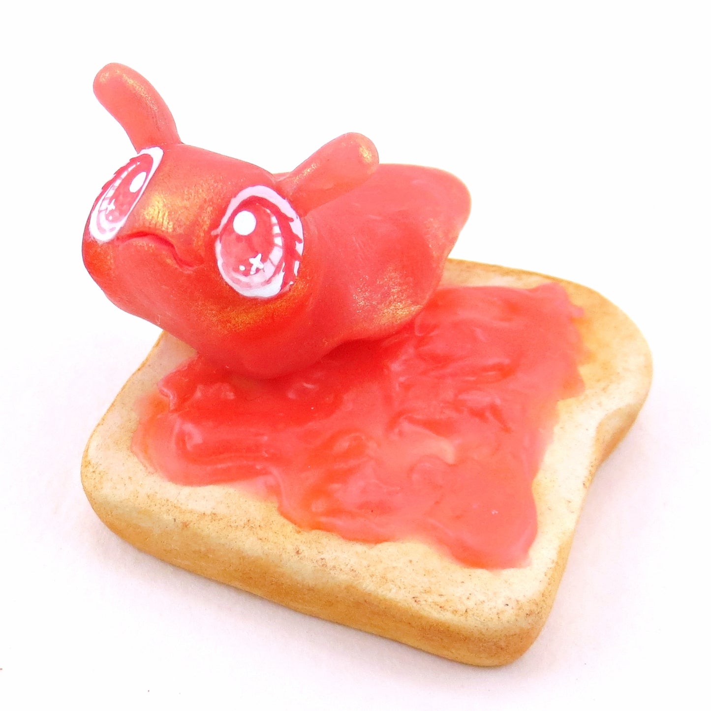 Strawberry Jam Slug on Toast Figurine - "Breakfast Buddies" Polymer Clay Animal Collection