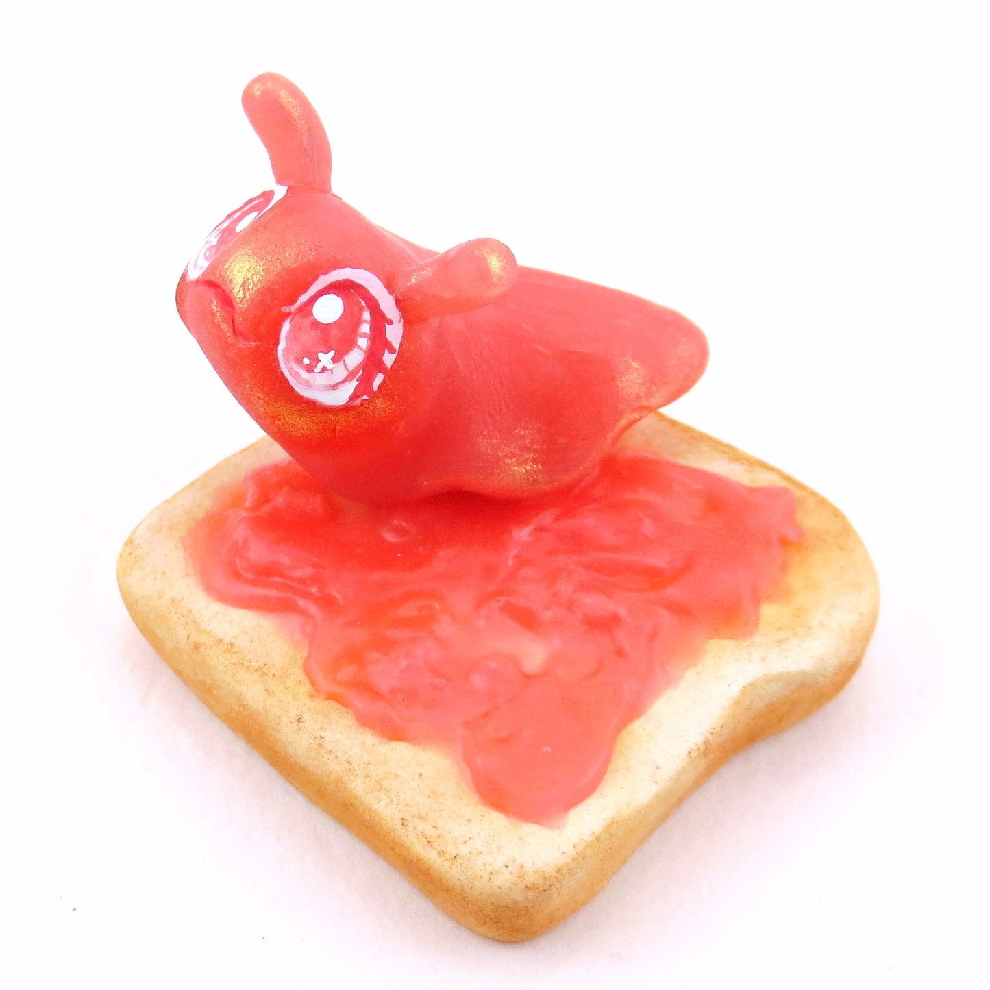 Strawberry Jam Slug on Toast Figurine - "Breakfast Buddies" Polymer Clay Animal Collection