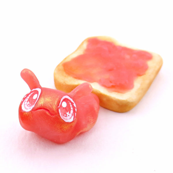Strawberry Jam Slug on Toast Figurine - "Breakfast Buddies" Polymer Clay Animal Collection