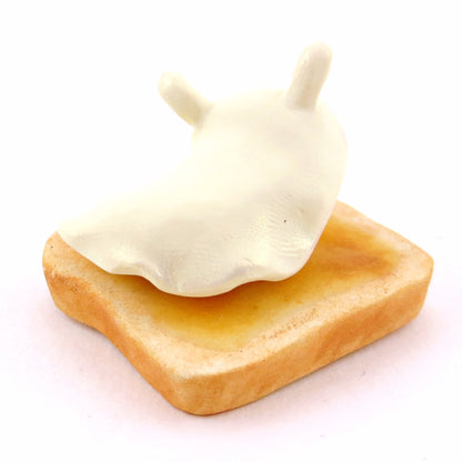 Butter Slug on Toast Figurine - "Breakfast Buddies" Polymer Clay Animal Collection