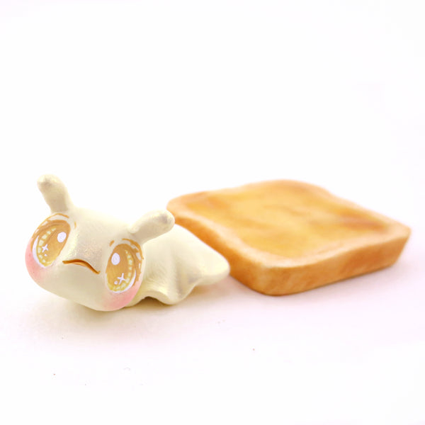 Butter Slug on Toast Figurine - "Breakfast Buddies" Polymer Clay Animal Collection