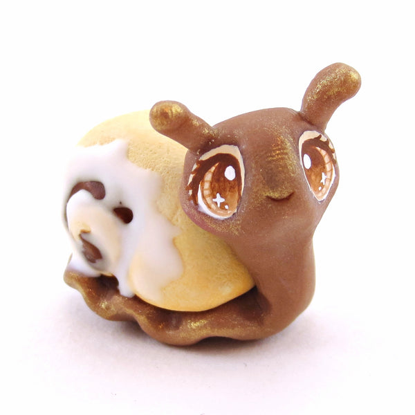 Cinnamon Roll Snail Figurine - "Breakfast Buddies" Polymer Clay Animal Collection