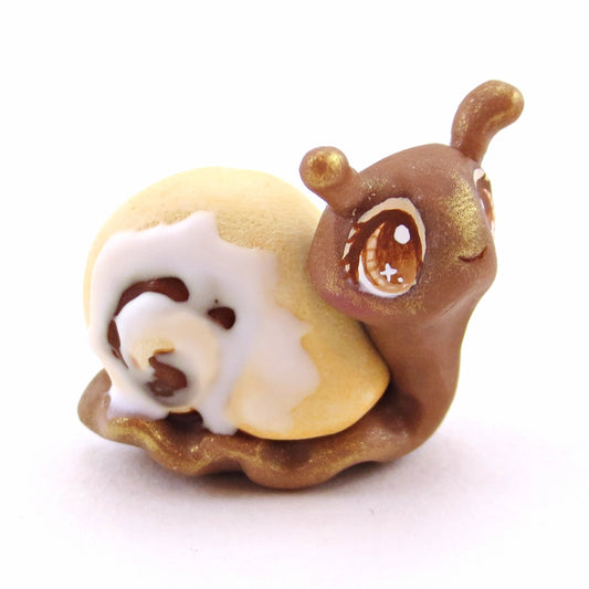 Cinnamon Roll Snail Figurine - "Breakfast Buddies" Polymer Clay Animal Collection