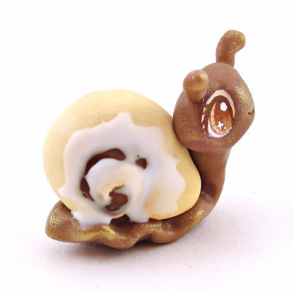 Cinnamon Roll Snail Figurine - "Breakfast Buddies" Polymer Clay Animal Collection