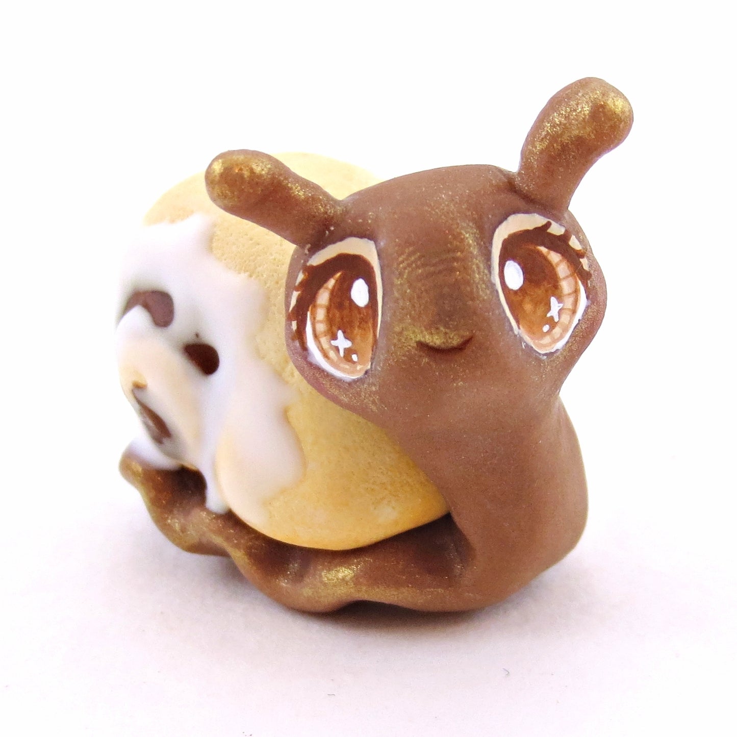 Cinnamon Roll Snail Figurine - "Breakfast Buddies" Polymer Clay Animal Collection