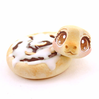 Cinnamon Roll Snake Figurine - "Breakfast Buddies" Polymer Clay Animal Collection