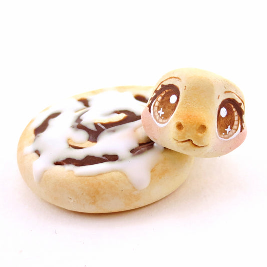 Cinnamon Roll Snake Figurine - "Breakfast Buddies" Polymer Clay Animal Collection