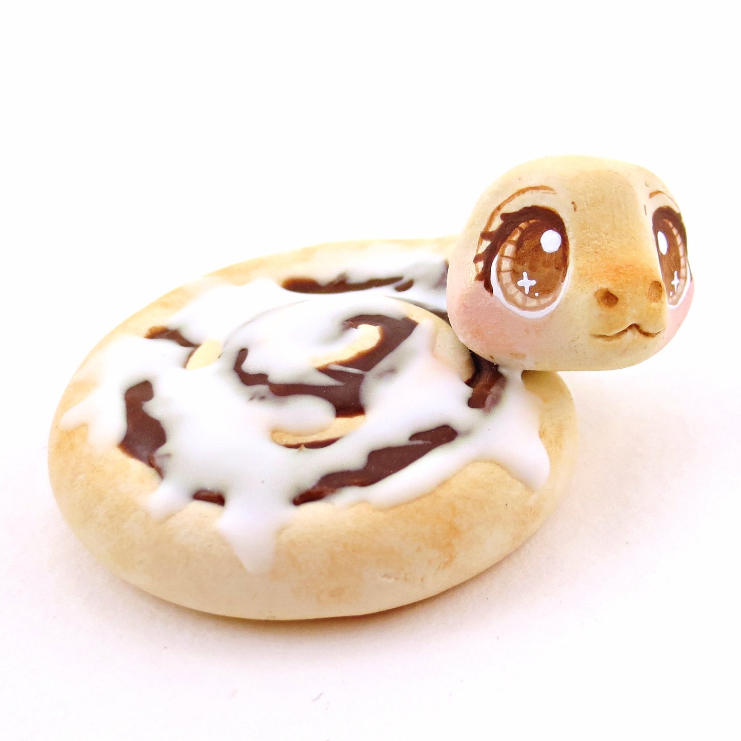 Cinnamon Roll Snake Figurine - "Breakfast Buddies" Polymer Clay Animal Collection