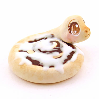 Cinnamon Roll Snake Figurine - "Breakfast Buddies" Polymer Clay Animal Collection