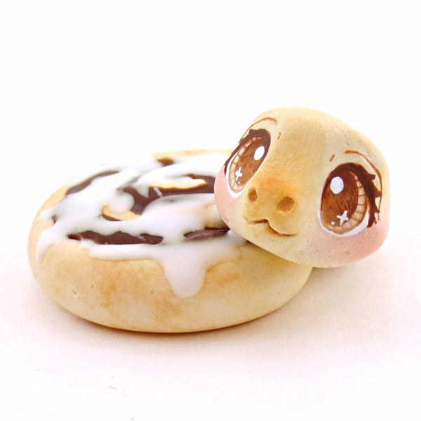 Cinnamon Roll Snake Figurine - "Breakfast Buddies" Polymer Clay Animal Collection