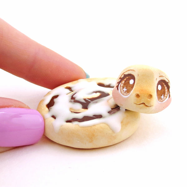 Cinnamon Roll Snake Figurine - "Breakfast Buddies" Polymer Clay Animal Collection