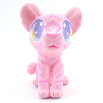 Pink Baby Tiger Figurine - Polymer Clay Carnival Animals