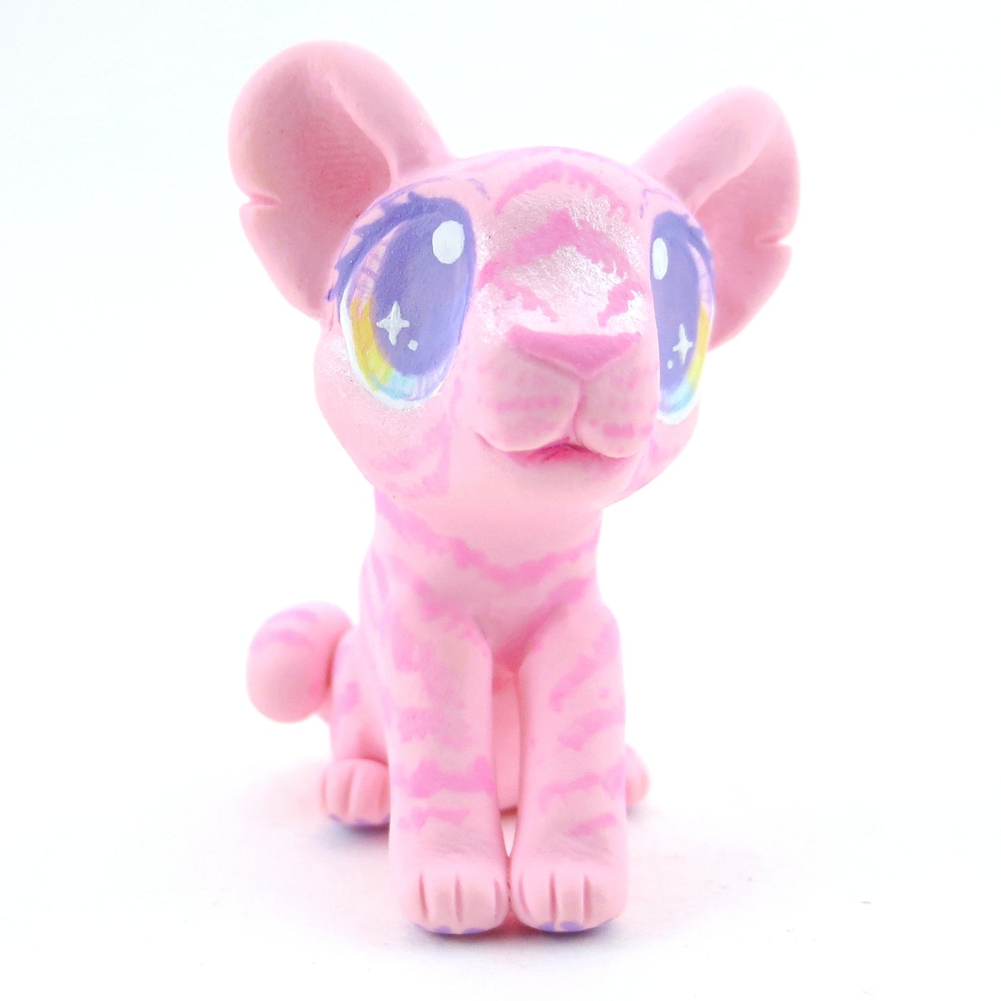 Pink Baby Tiger Figurine - Polymer Clay Carnival Animals