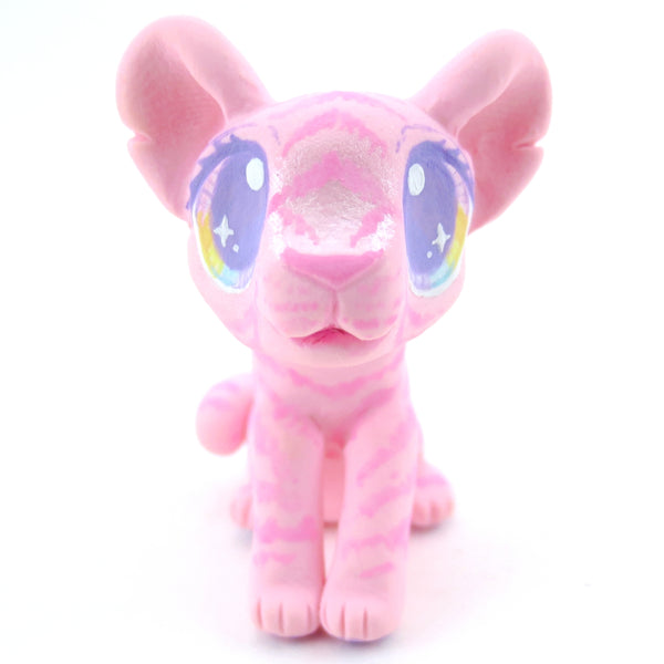 Pink Baby Tiger Figurine - Polymer Clay Carnival Animals