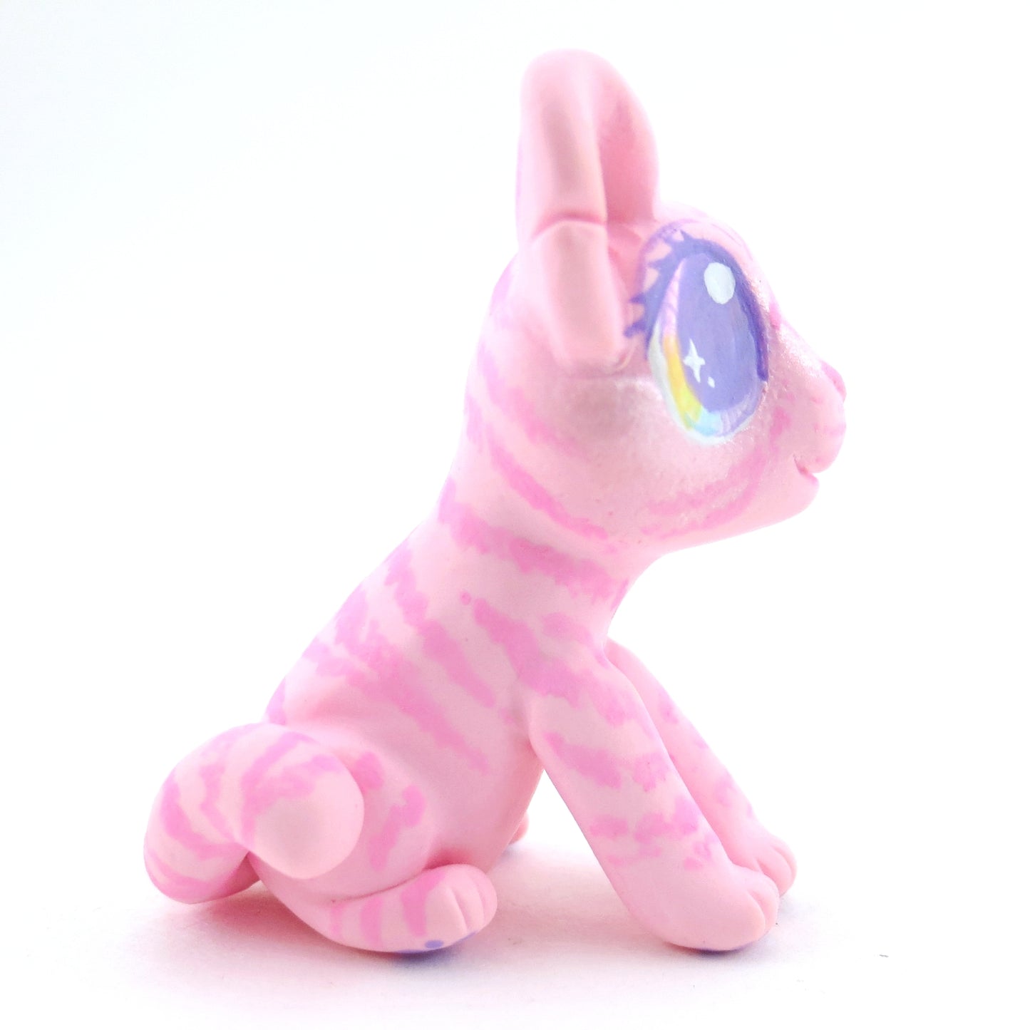 Pink Baby Tiger Figurine - Polymer Clay Carnival Animals