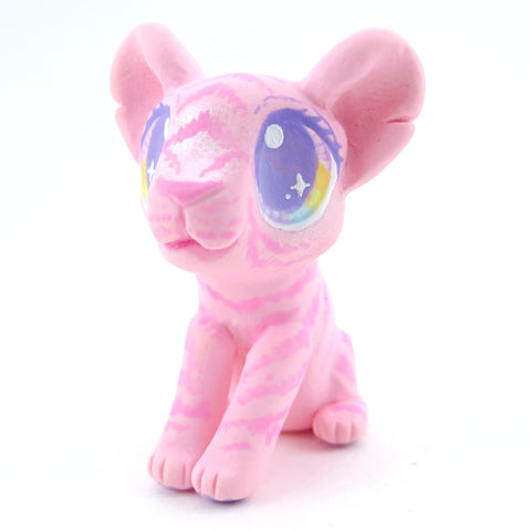 Pink Baby Tiger Figurine - Polymer Clay Carnival Animals