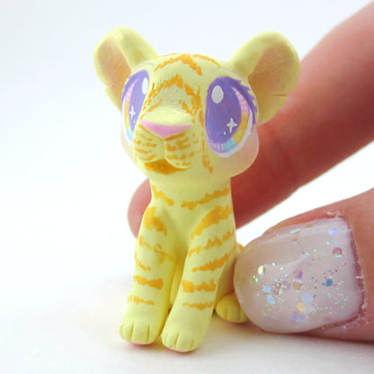 Yellow Baby Tiger Figurine - Polymer Clay Carnival Animals