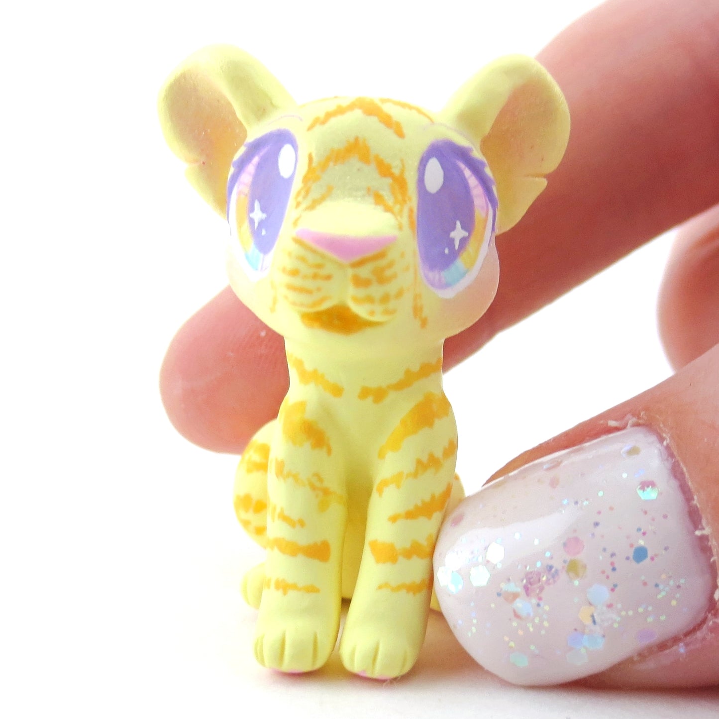 Yellow Baby Tiger Figurine - Polymer Clay Carnival Animals