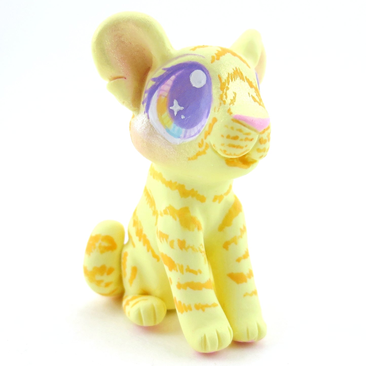 Yellow Baby Tiger Figurine - Polymer Clay Carnival Animals