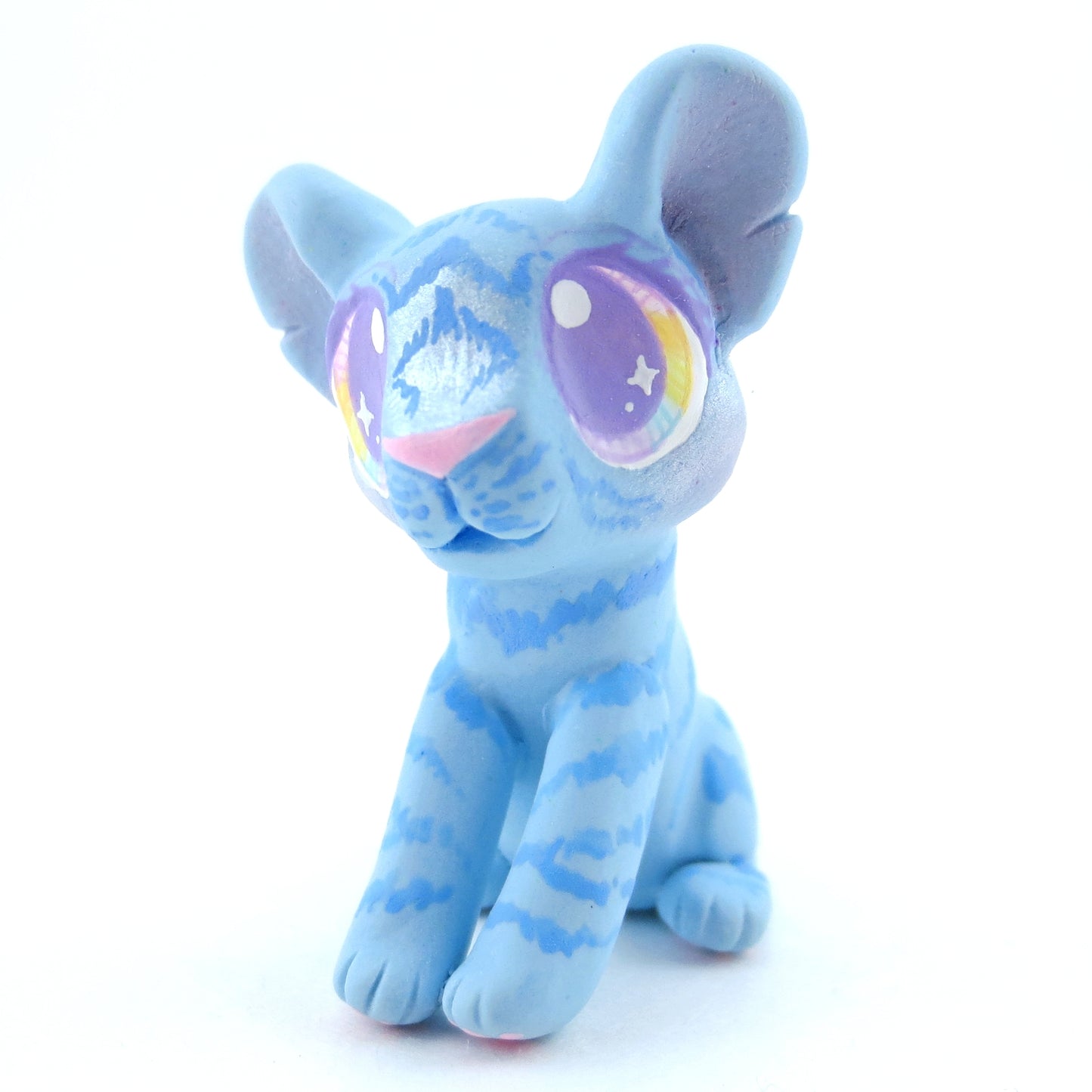 Blue Baby Tiger Figurine - Polymer Clay Carnival Animals